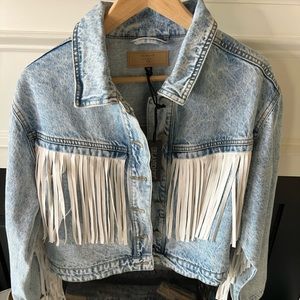 Western Jean Jacket with white fringes